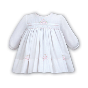 White Dress With Smocking And Bow Detail - Newborn