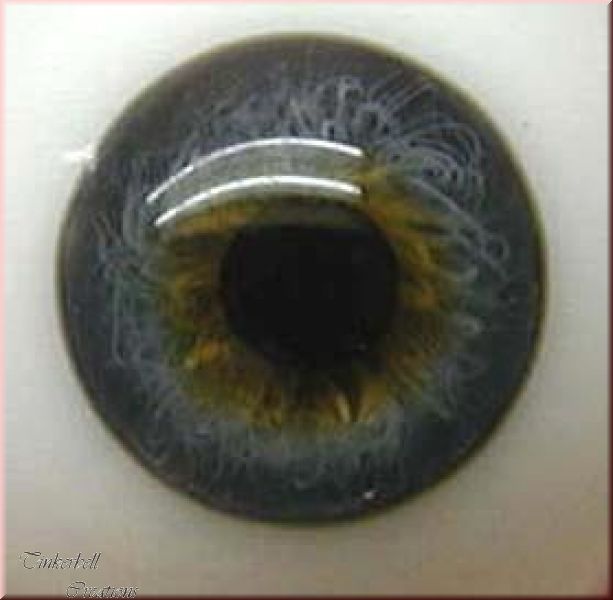 Yeux verre soufflé Bleu azur 28mm Blue mouth blown eyes for antique doll