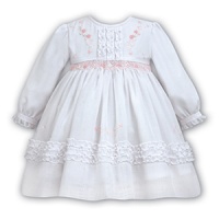 White Dress With Frilled Bodice And Frilled Hem Detail - Newborn